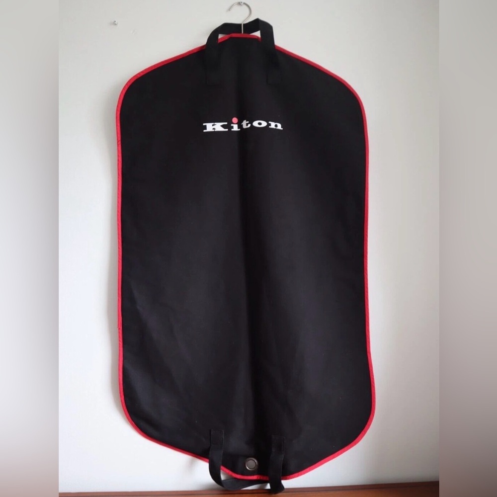FOUR Kiton Napoli Black Garment Bags Empty Red Trim Italy Suit Storage Fabric